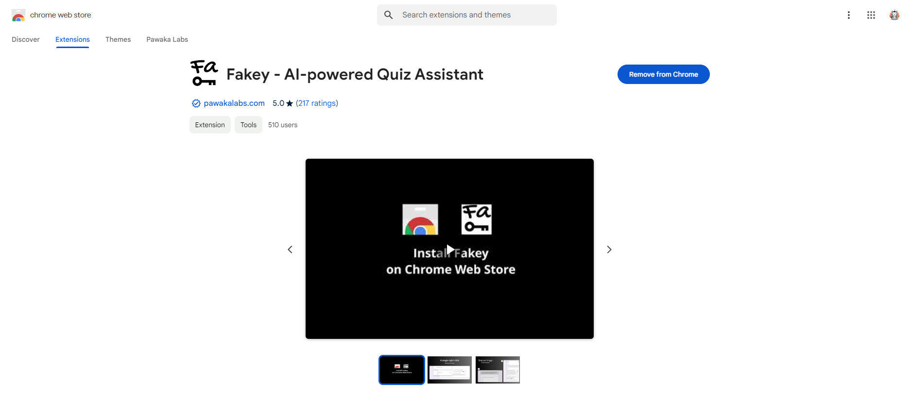 fakey chrome web store page