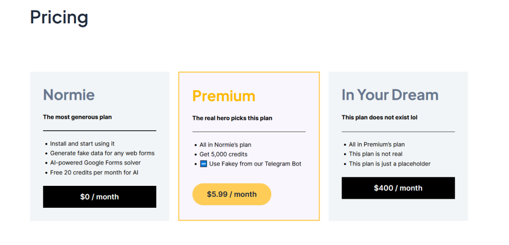 fakey premium pricing