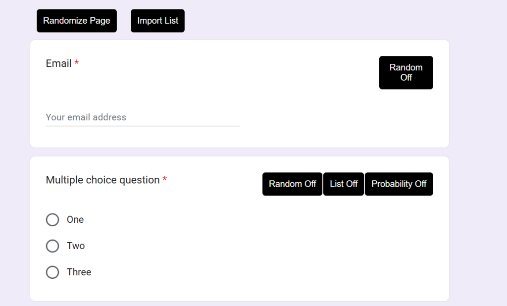 Image of a Google Forms with Borang activated
